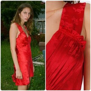 Realisation Par Red Satin Mini Dress